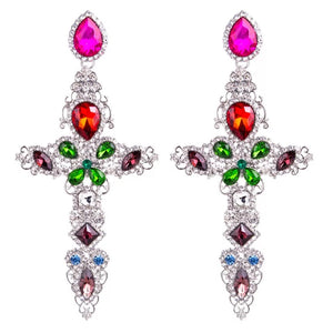 Embellished Cross Statement Earrings