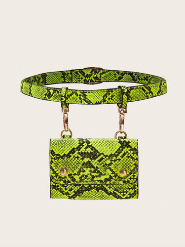 Neon Green Snake Print Fanny