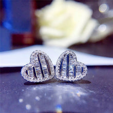 Load image into Gallery viewer, Silver Heart Stud Earrings