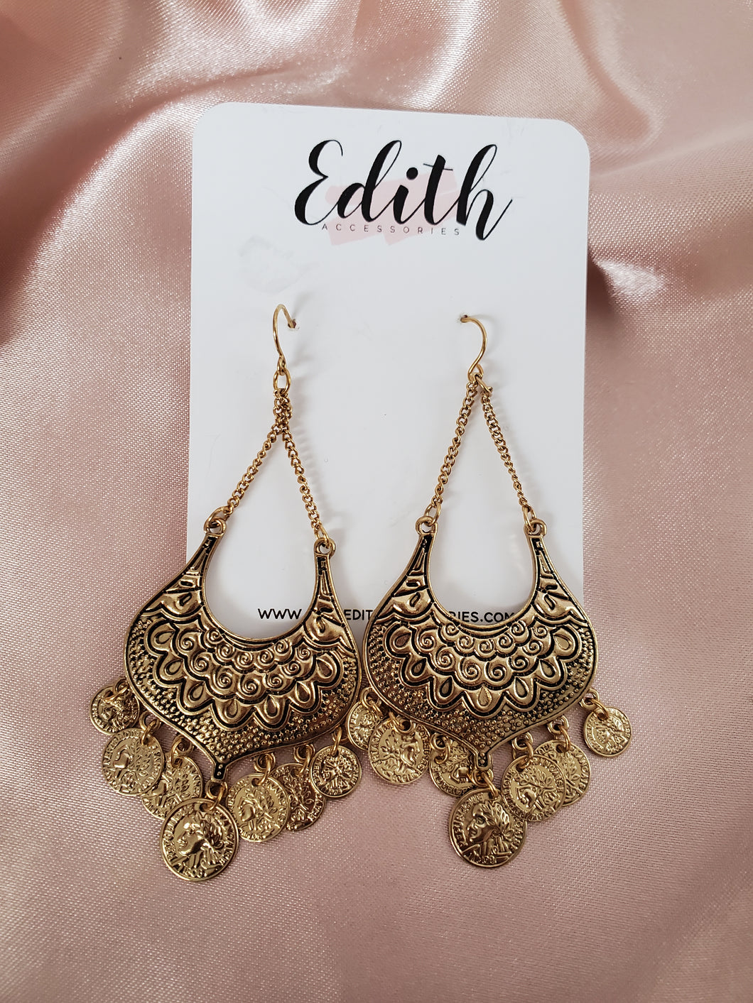 Coin Textured Drop Earrings