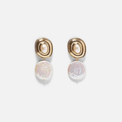 Gold Stud Pearl Earrings