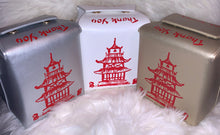 Load image into Gallery viewer, silver gold and white Chinese takeout box purse