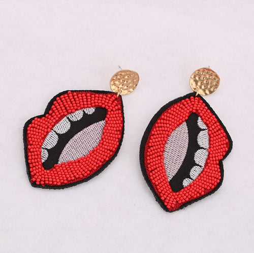 Red lip earrings