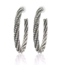 Load image into Gallery viewer, Bling Silver Semi Hoop Earrings